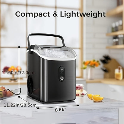 Stainless Steel Ice Maker Countertop – 35 Lbs Soft Chewable Nugget Ice or 26 Lbs Bullet Ice, Pebble Portable Ice Machine for Home, Kitchen, Office, Party, RV & Camping
