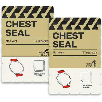 Non-Vented Chest Seal Emergency Trauma Dressing for Sucking Chest Wounds, Portable IFAK Medical Supply PA Nylon FSA HSA Eligible, Pack of 2 or 6 Tactical First Aid Chest Seal