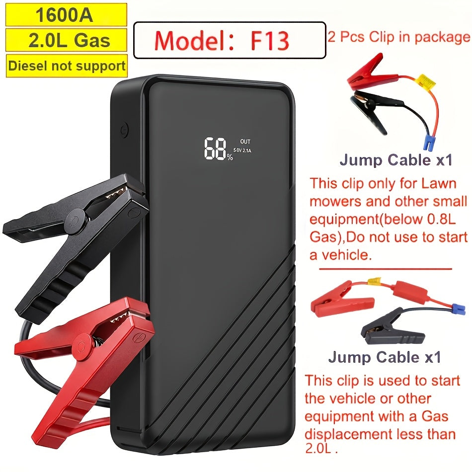 [Portable Power Bank] Jump Starter Power Pack, 1600A/3000A/3500A Car Battery Booster 12V Portable Car Jump Starter Power Bank for Gas N Diesel Cars, with USB Charge Ports And LED Flashlight