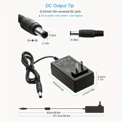 12V 3A DC Power Adapter 36W with 10 Interchangeable Tips - Universal AC 100-240V Input, Short Circuit & Overvoltage Protection, Stable Output for CCTV Camera, LED Strip, Router, TV Box & More