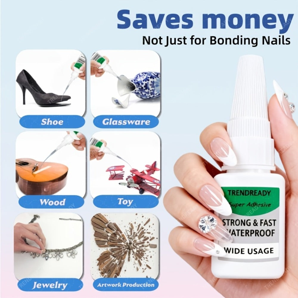 60+ Day Hold Nail Glue 4 Bottles 20g Each Super Strong Extra Hold Fast Drying No Lamp Needed Heavy Duty Adhesive for Press On Nails Fake Nails Acrylic Tips Nail Art Salon Home Use