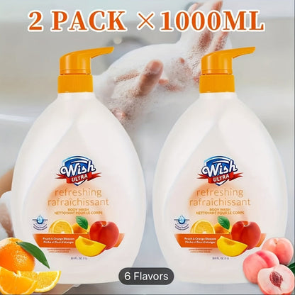 Vitamin E Body Wash for Women & Men Deep Cleansing Blackhead Removal Dead Skin Exfoliating Long-Lasting Fragrance Shower Gel Multiple Scents Cucumber Melon Peach Coconut Shea Butter Single & 2-Pack