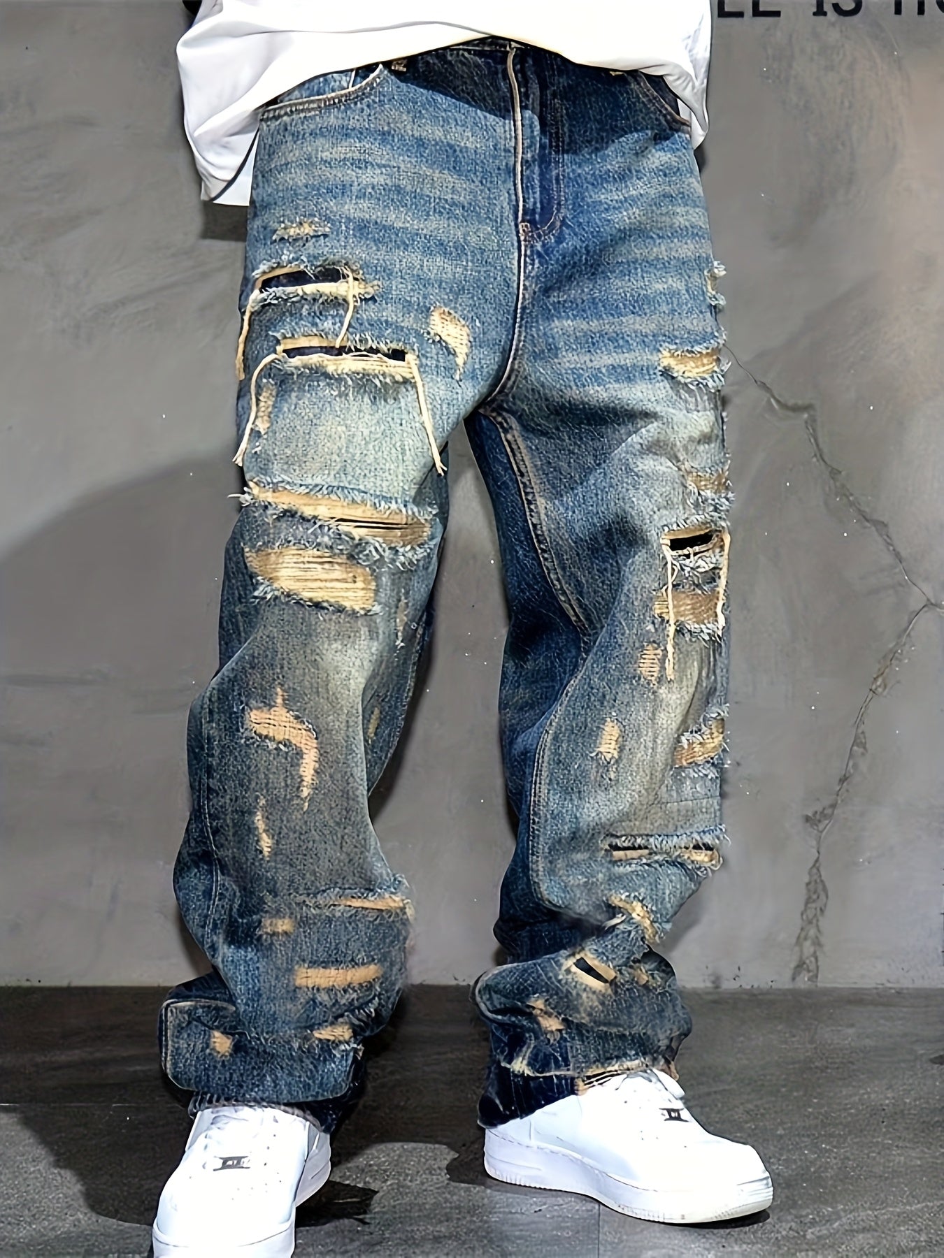 Men's Baggy Jeans - Classic Wash Clean Finish Everyday