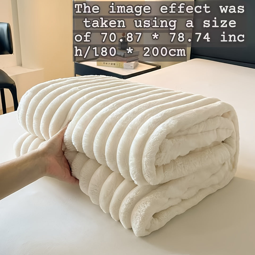 Faux Rabbit Fur Bed Blanket - Creamy Soft Oversized Style