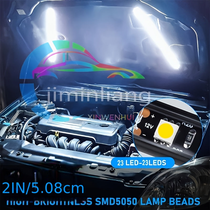[LED Lighting Kit] LED Lighting Kit for Car Engine Hood - 2pcs - 12V. Automotive LED Strip Light Pole. Working Inspection Light Strip for Car Engine Hood. Automatic Switch. 46 LEDs. Universal Fit for Any Vehicle