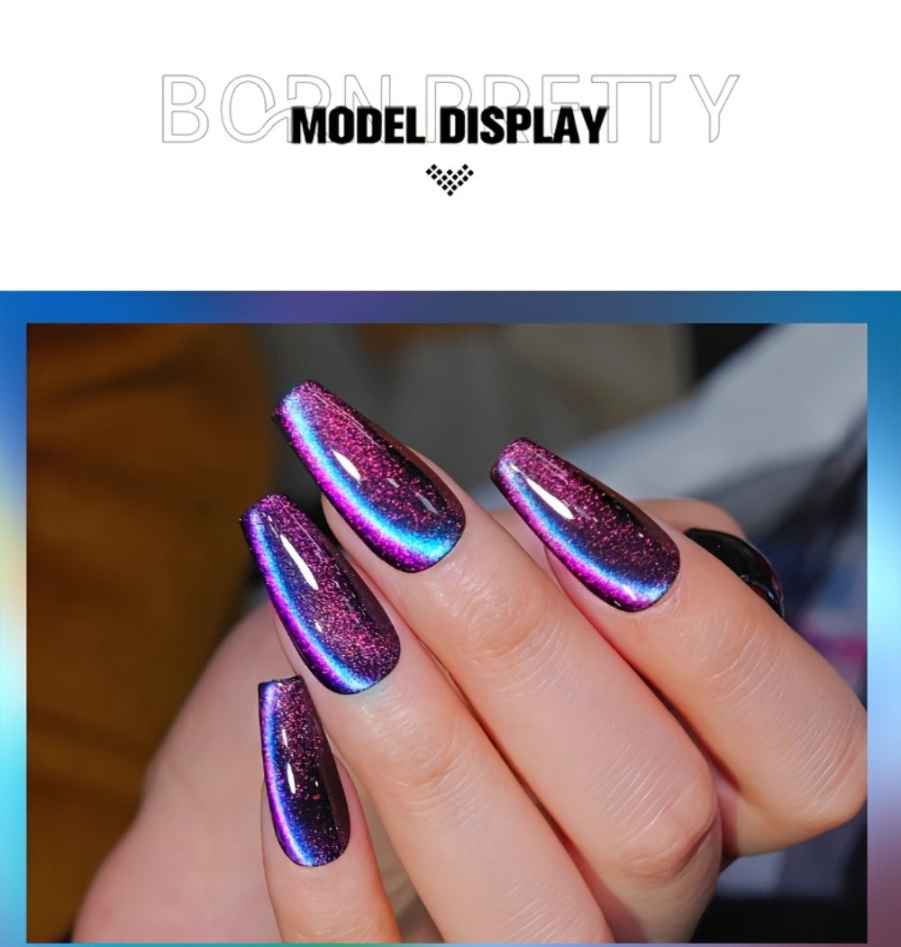 Cat Eye Gel Nail Polish Set 6 Colors 9D Magnetic Polaris Glass Water Light Effect - Semi-Permanent Soak Off LED UV Gel 0.34oz Each - Long Lasting Shimmer Nail Art for Women Salon Home DIY
