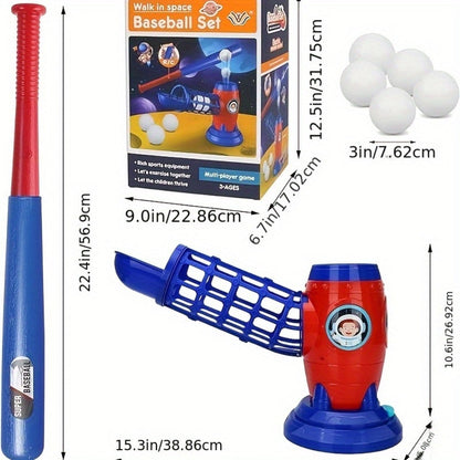 Kids Automatic Baseball Pitching Machine Toy Set – Fully Automatic Children's Baseball Trainer with Bat, Ball Machine & 10 Balls | Sports Training Gift for Boys and Girls