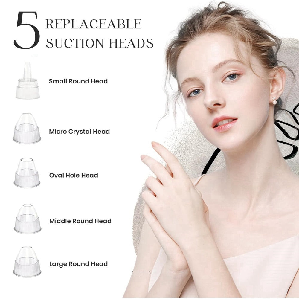 Blackhead Remover Vacuum 3-Level Suction USB Rechargeable Pore Cleanser - 5 Replaceable Probes 4 Tools Electric Deep Pore Extractor for Face Nose - Acne Sebum Whitehead Removal Gift for Women