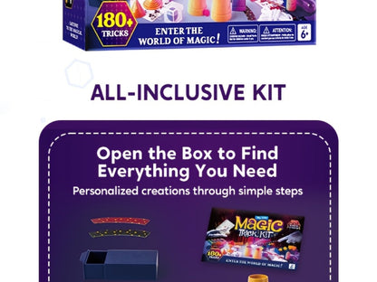 180+ Magic Tricks Kit for Kids – Complete Magician Starter Set with Step-by-Step Video Lessons, Magic Wand, Illusion Cards & Classic Props | Birthday Christmas Gift for Boys Girls Ages 6+