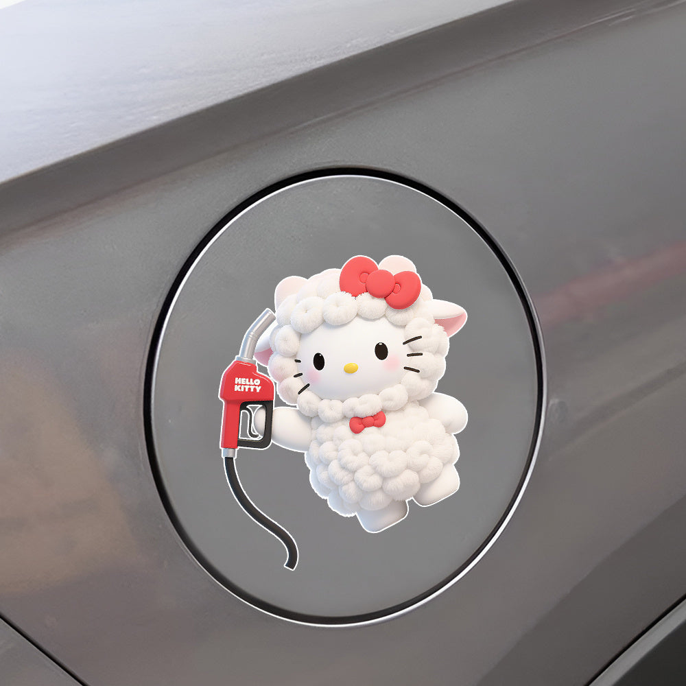 Sanrio Licensed Hello Kitty Sheep Car Decal - Cute Cartoon Vinyl Sticker for Fuel Tank, Durable Weather-Resistant Automotive Exterior Decoration, Pet Car Accessories, Playful Vehicle Accessory, Kawaii Style, Longlasting Adhesive, Kawaii Lovers, Auto