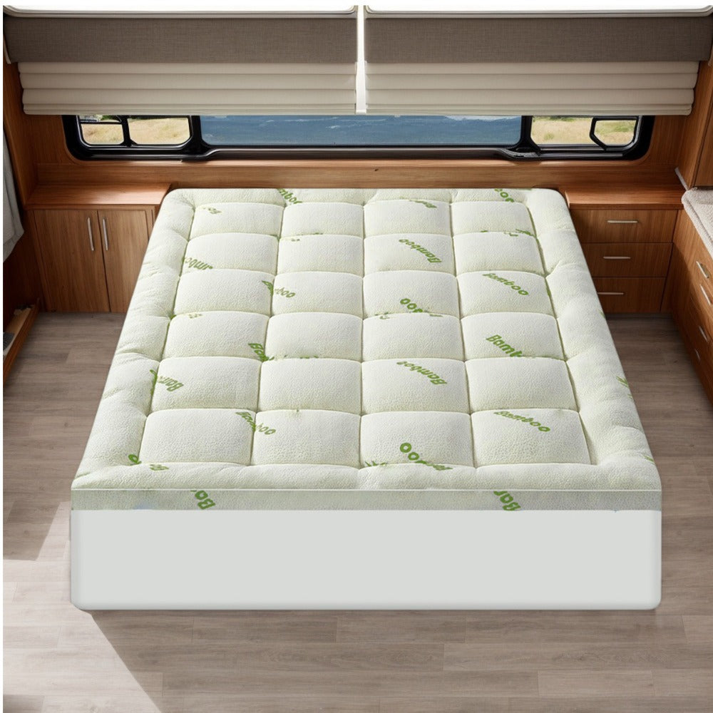 Bamboo Cooling Mattress Topper – Extra Thick Deep Pocket 8–21", Pillow Top Pad for SUV, RV, Car Camping (Twin to Cal King)