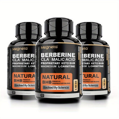 Keto BHB Weight Loss Capsules 20-in-1 with L-Carnitine CLA Berberine Malic Acid — Fat Burn Insulin & Liver Health Support | 60 Capsules 30-Day Supply | Advanced Metabolic Formula