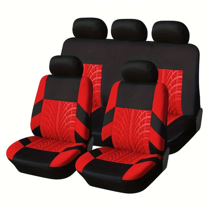 (Full Enclosure) 5-seat Fashion Tire Track Details Car Seat Covers, Suitable for Most 5-seat Models On The Market, Breathable Fabric.