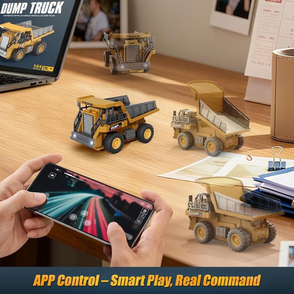RC Construction Vehicle Toy Set 2.4GHz Remote Control Excavator Bulldozer Dump Truck Loader with Alloy Head LED Lights & Sounds – Engineering Toy for Boys Girls Kids Ages 6+ Birthday Christmas Gift