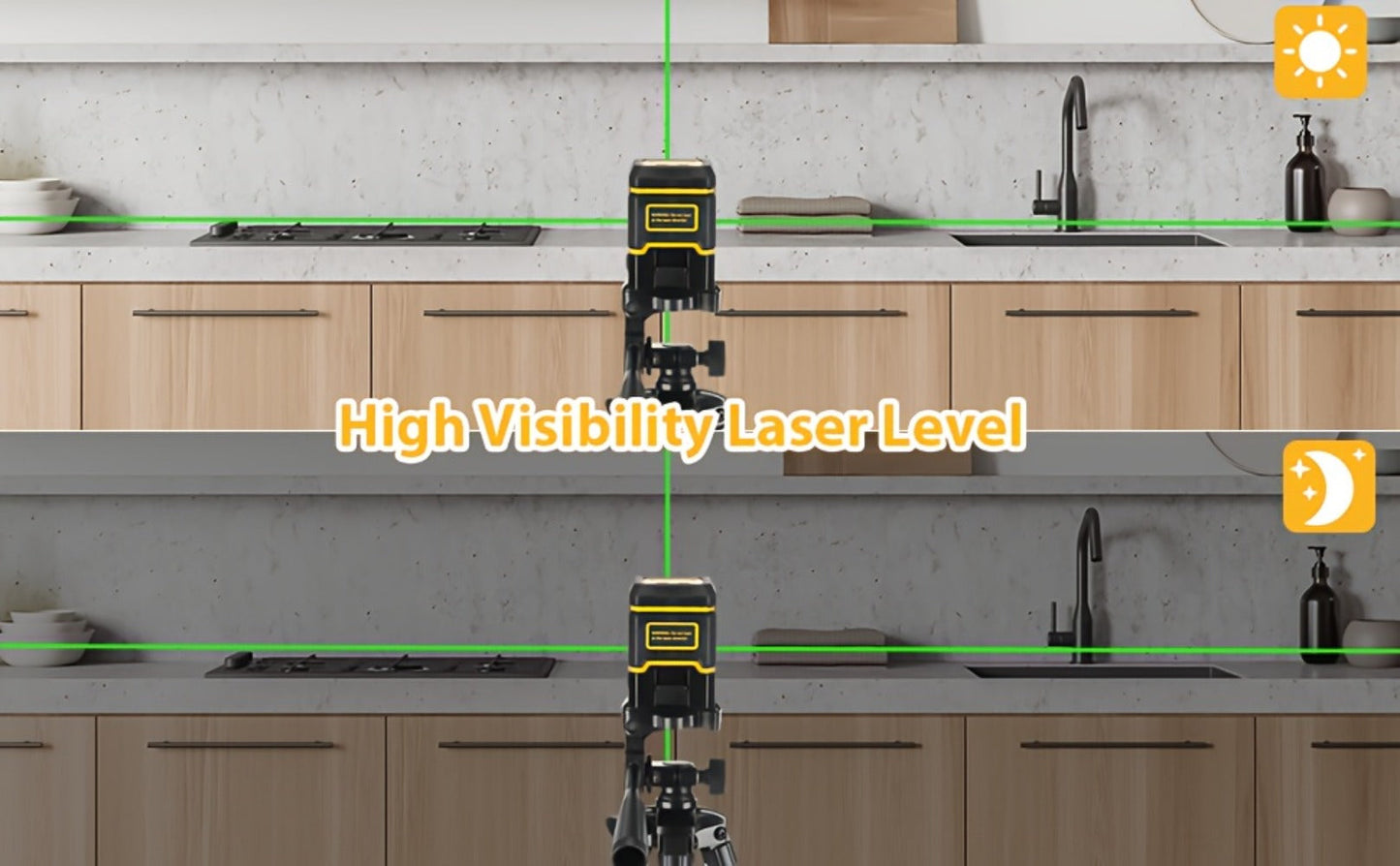 Green Laser Level Self-Leveling with Tripod – Horizontal & Vertical Cross Line Laser for Construction, Tiling, Home Renovation & Interior Decoration