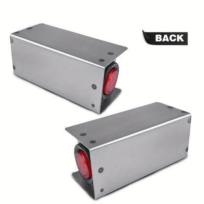 LED Trailer Tail Lights Steel Housing Box 6" Oval Stop Turn Tail Light + 2" Round Amber Marker Lights DOT Rated Heavy Duty for Semi Truck Cargo Boat Trailer, 14-Gauge Steel Enclosure