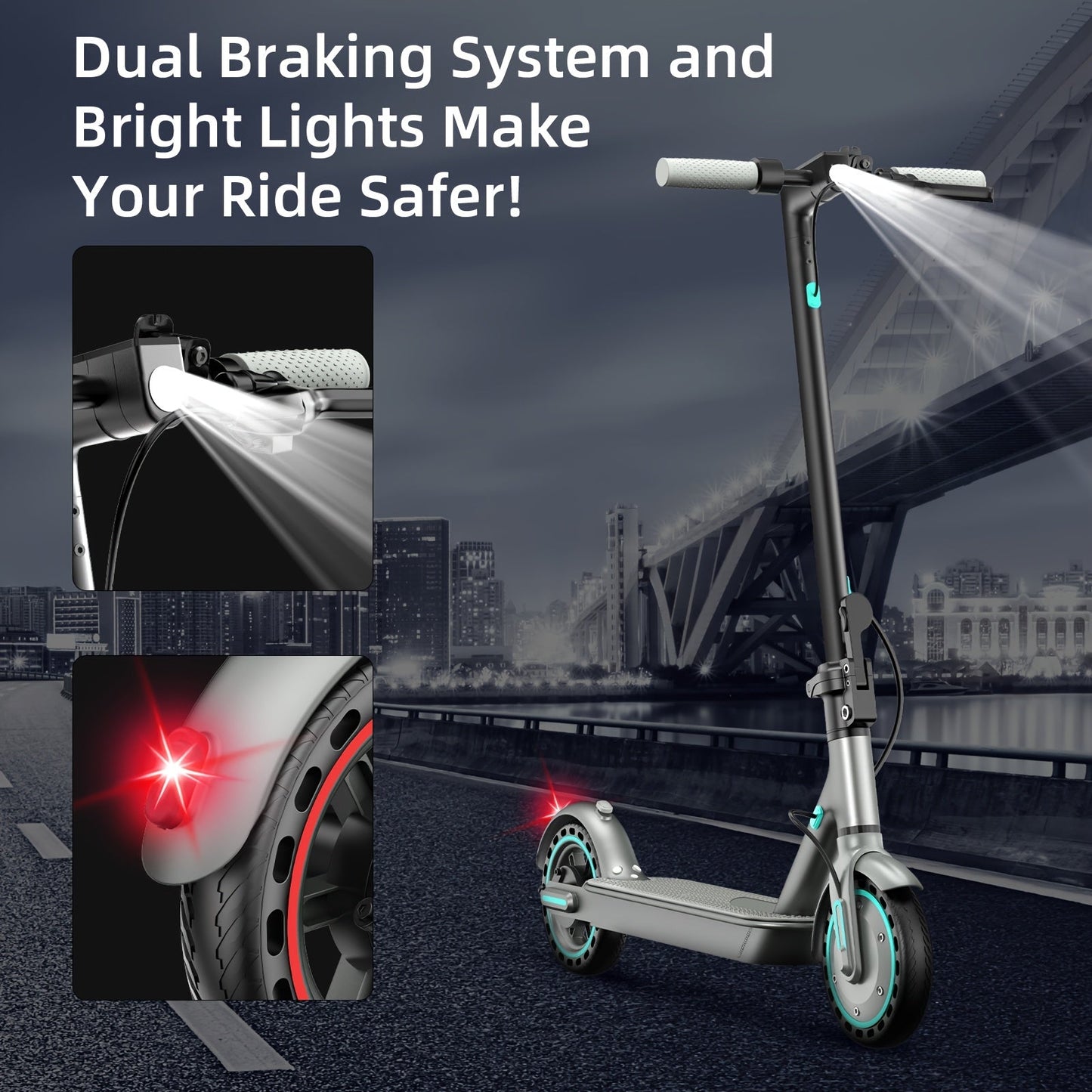 Electric Scooter 350W Foldable Commuter E-Scooter with 8.5'' Solid Tire, LED Display, Dual Brake, 15-20KM Range for Adults Men Women