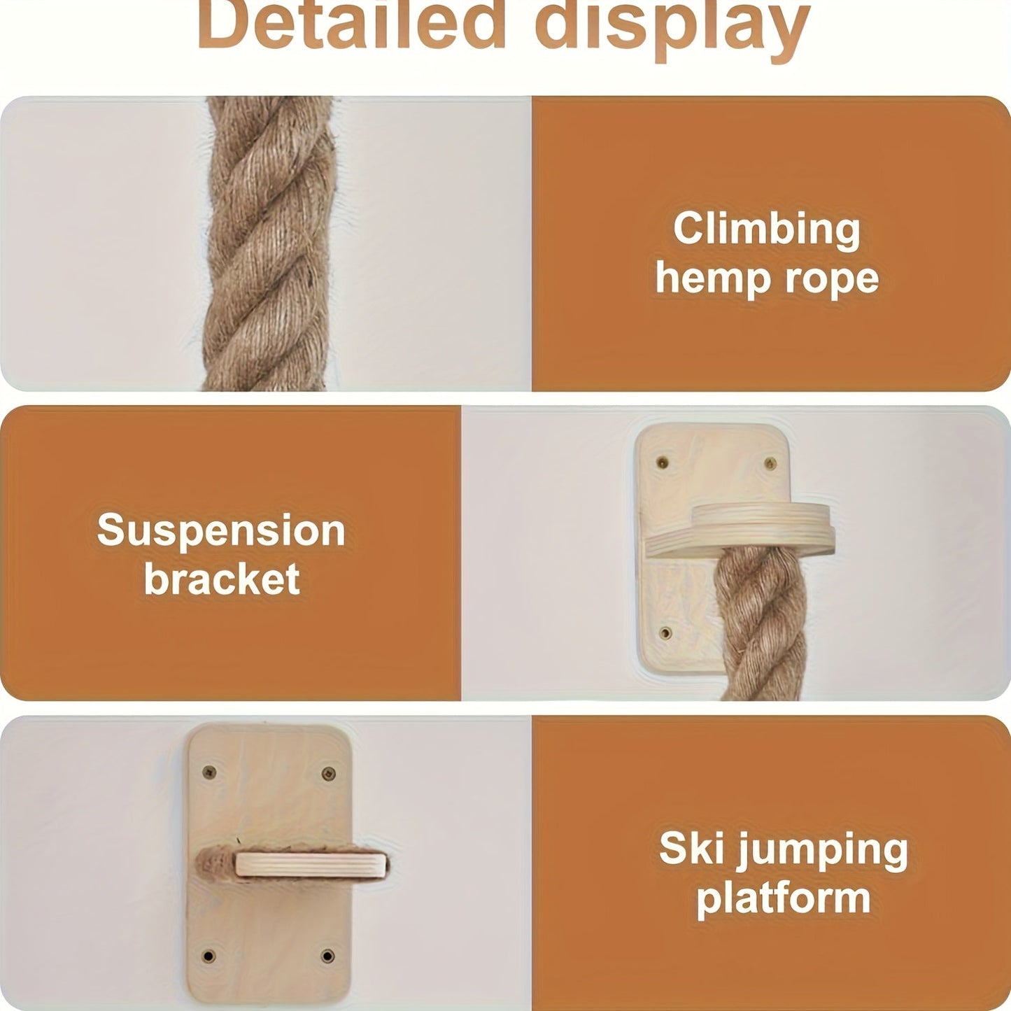 Cat Wall Climbing Rope Jumping Platform – Wall-Mounted Natural Hemp Rope Perch for Indoor Cats & Kittens | Space-Saving Cat Climbing Wall System, Enclosure Ladder & Sports Toy Accessory