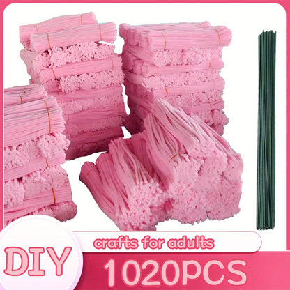 Pipe Cleaners 1020pcs Chenille Stems 20 Colors – Upgraded Thick Fuzzy Sticks with Patterned Rods for Kids Adults Teachers, DIY Arts & Crafts Supplies Bulk Set Birthday Christmas Gift