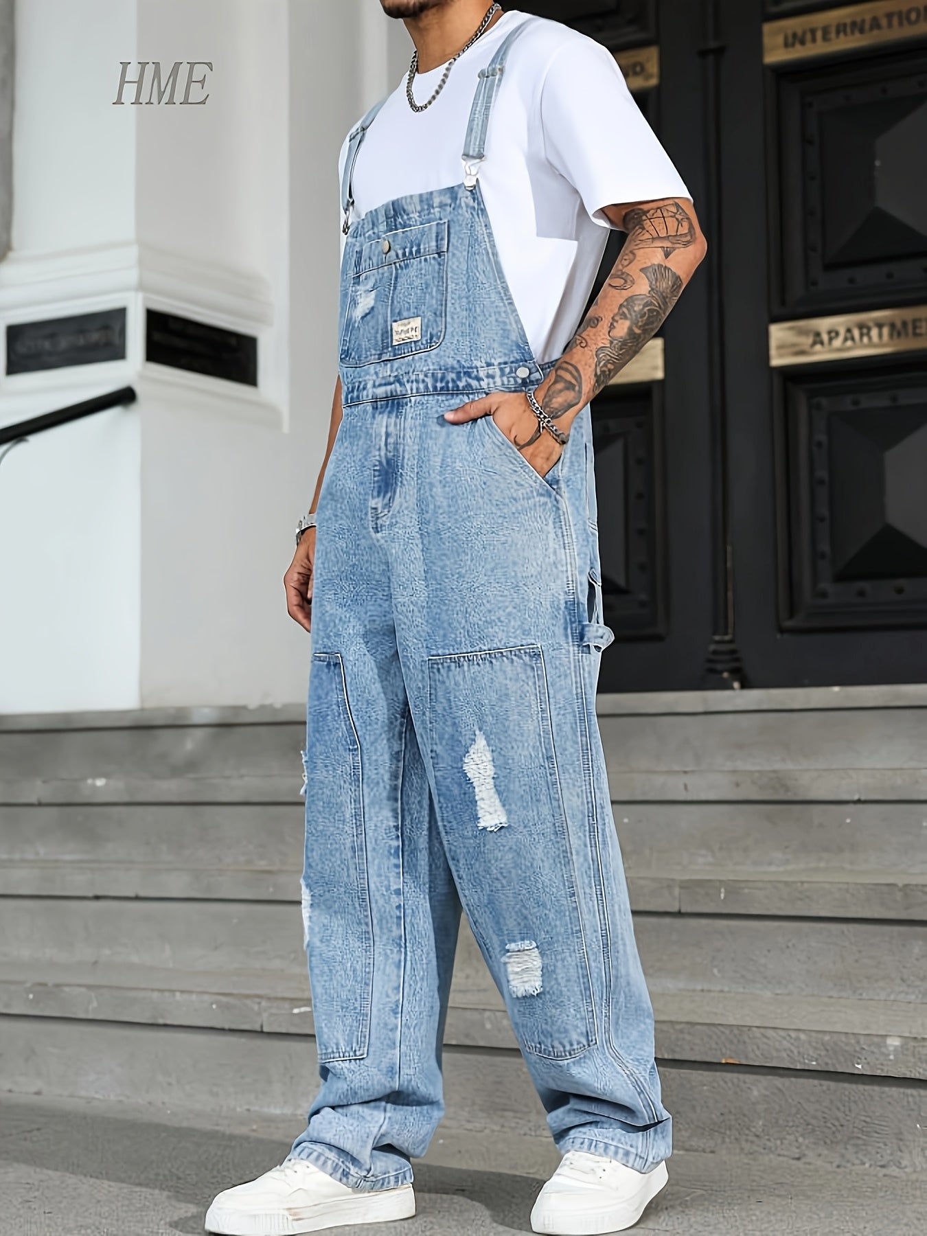 Men's Denim Overalls - Pocket Detail 907237