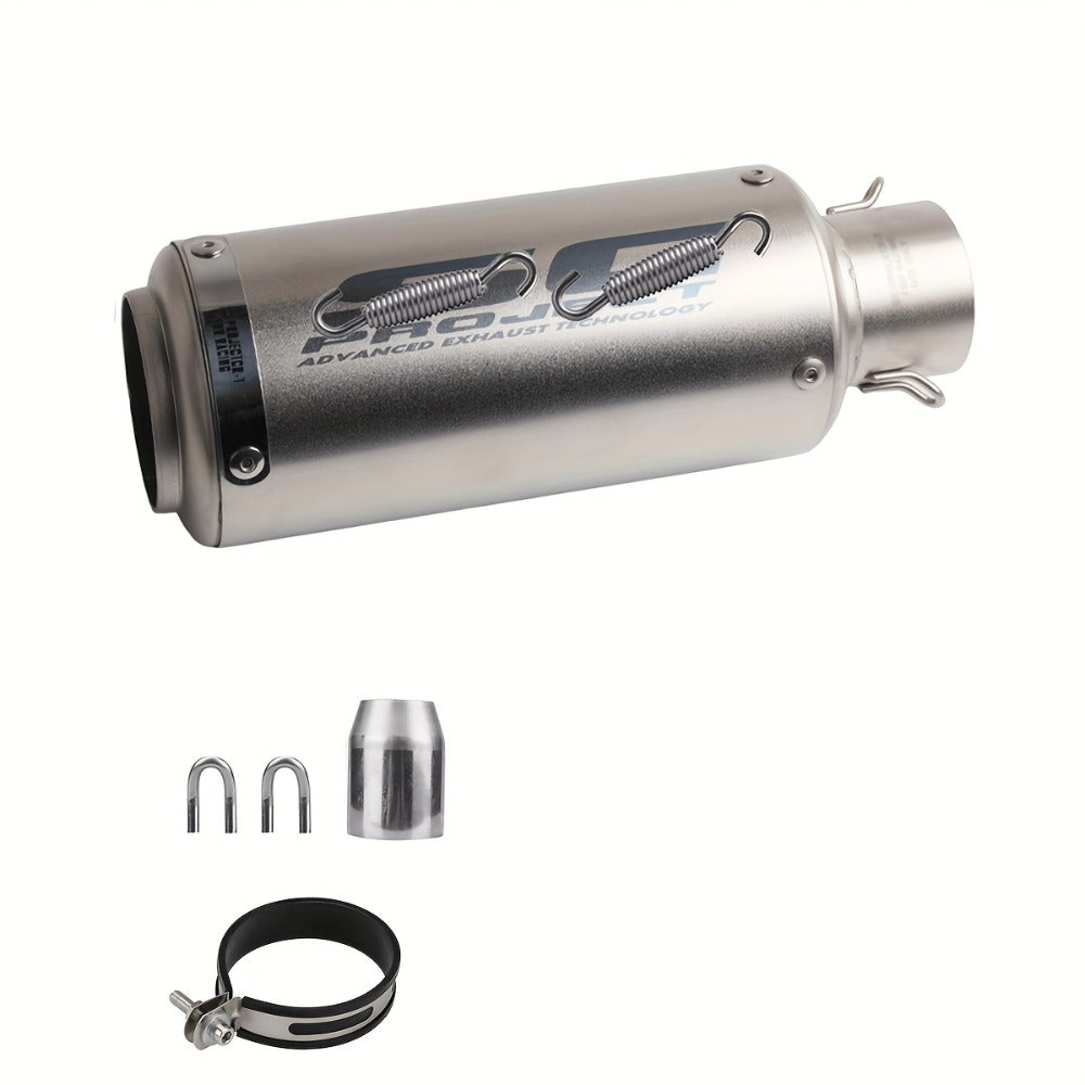 Universal 51mm Motorcycle Exhaust Pipe Stainless Steel Slip-On Muffler for Z900 FZ6 RC390 S1000XR Off-Road Motorcycles Black Strip Titanium ANMIEN