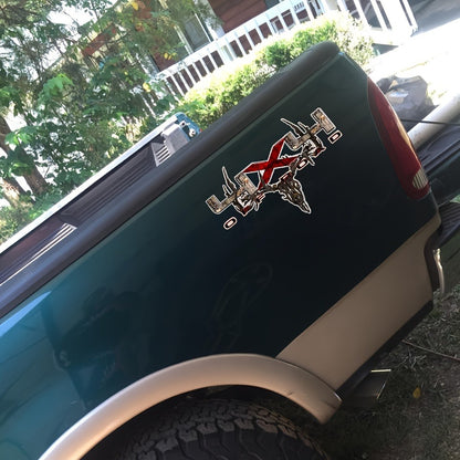 Camouflage Truck Decal 2PCS 12x7" - Archery Deer Hunting Skull Sticker Set for Truck Bed, Pickup Window, 4x4 Off-Road Vehicle Exterior