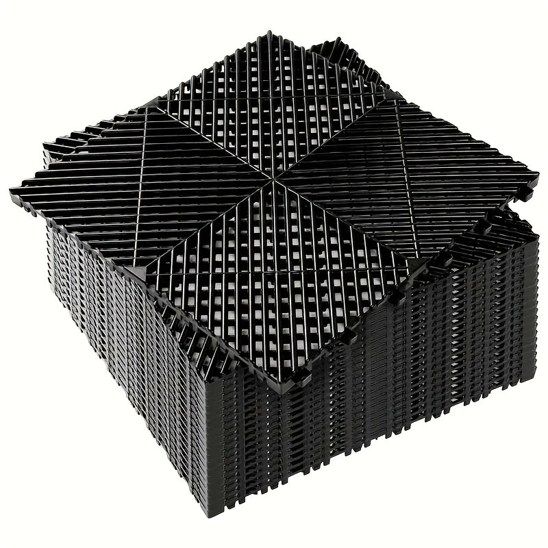 10 Edges And 2 Corners Only Optional 20 Pack 16"x 16"x 0.75"(Thickness) Interlocking Garage Floor Tiles, Modular Drainage Floor Mat, Non-Slip Splicing Interlocking Drainage Mats Floor Tile for Garage Car Wash Basement, Etc
