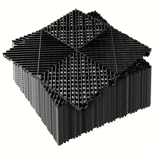 10 Edges And 2 Corners Only Optional 20 Pack 16"x 16"x 0.75"(Thickness) Interlocking Garage Floor Tiles, Modular Drainage Floor Mat, Non-Slip Splicing Interlocking Drainage Mats Floor Tile for Garage Car Wash Basement, Etc