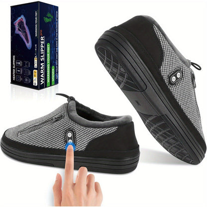 Heated Slippers for Men & Women with 5000mAh Battery - Electric Foot Warmer Shoes, Carbon Fiber Heating, 3 Heat Settings, 6-8 Hour Battery Life, Indoor Outdoor Plush House Slippers, M & L