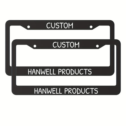 Custom License Plate Frame – 6 Font Styles, Heavy-Duty Weather-Resistant Car Tag Holder, Personalized Front & Rear License Plate Border Cover