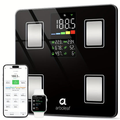 Smart Body Scale 14-in-1 – Body Fat Scale with BMI, Muscle Mass & 14 Health Metrics, Wireless Bluetooth App Sync, Auto Recognition, 500 lb Capacity, HD LED Display for Home & Gym Use
