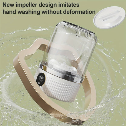 Portable Mini Washing Cup One-Button Start 2 Modes Impeller Hand-Wash Simulation Space-Saving Electric Mini Washer for Travel Camping Dorms Small Spaces White
