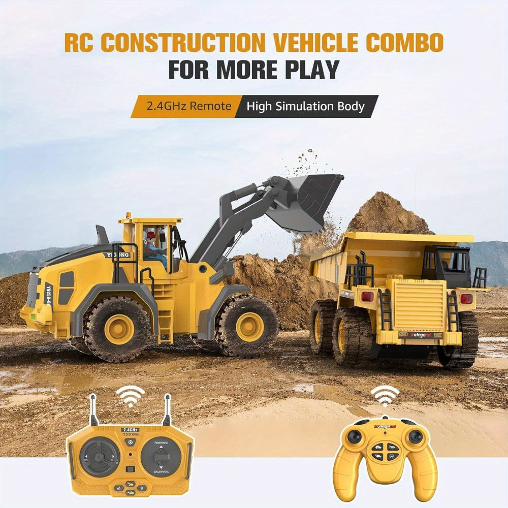 RC Wheel Loader Toy 1:20 Scale 2.4GHz 9-Channel Remote Control Construction Truck with Realistic Lights & Sounds – Building Vehicle Toy for Kids Boys Ages 6+ | Best Birthday Christmas Gift
