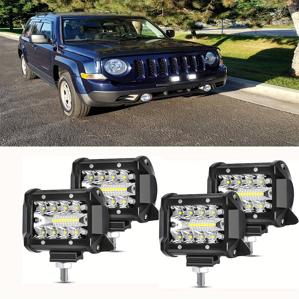 1/2/4pcs Clover Dual-Color LED Work Light, Super High LM, Ultra Bright Motorcycle LED Lamp, Sturdy Structure And Long Service Life, Suitable for Cars, Off-road Vehicles, ATV, Pickups And Ships, Vehicle Exterior Lighting And Decoration Lights