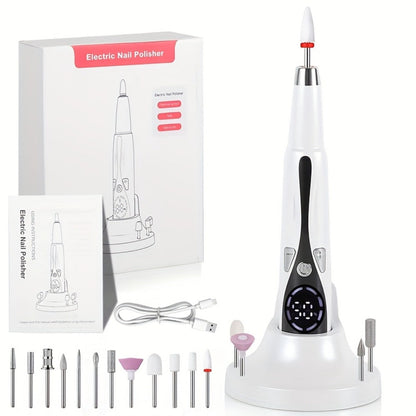 Electric Nail Drill Kit 12 Bits & Stand – 20000RPM Professional Nail File for Gel Polish Removal, Acrylic Shaping & Cuticle Care | Home Manicure Nail Drill Set for Beginners & Salon Use