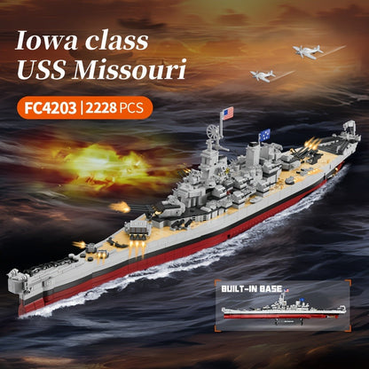 Battleship Model Building Kit 2228PCS – USS Missouri BB-63 Military Historical Warship Construction Set FC4203, Adult Collector Display Model, Unique Gift for History Buffs Men Teens Ages 14+