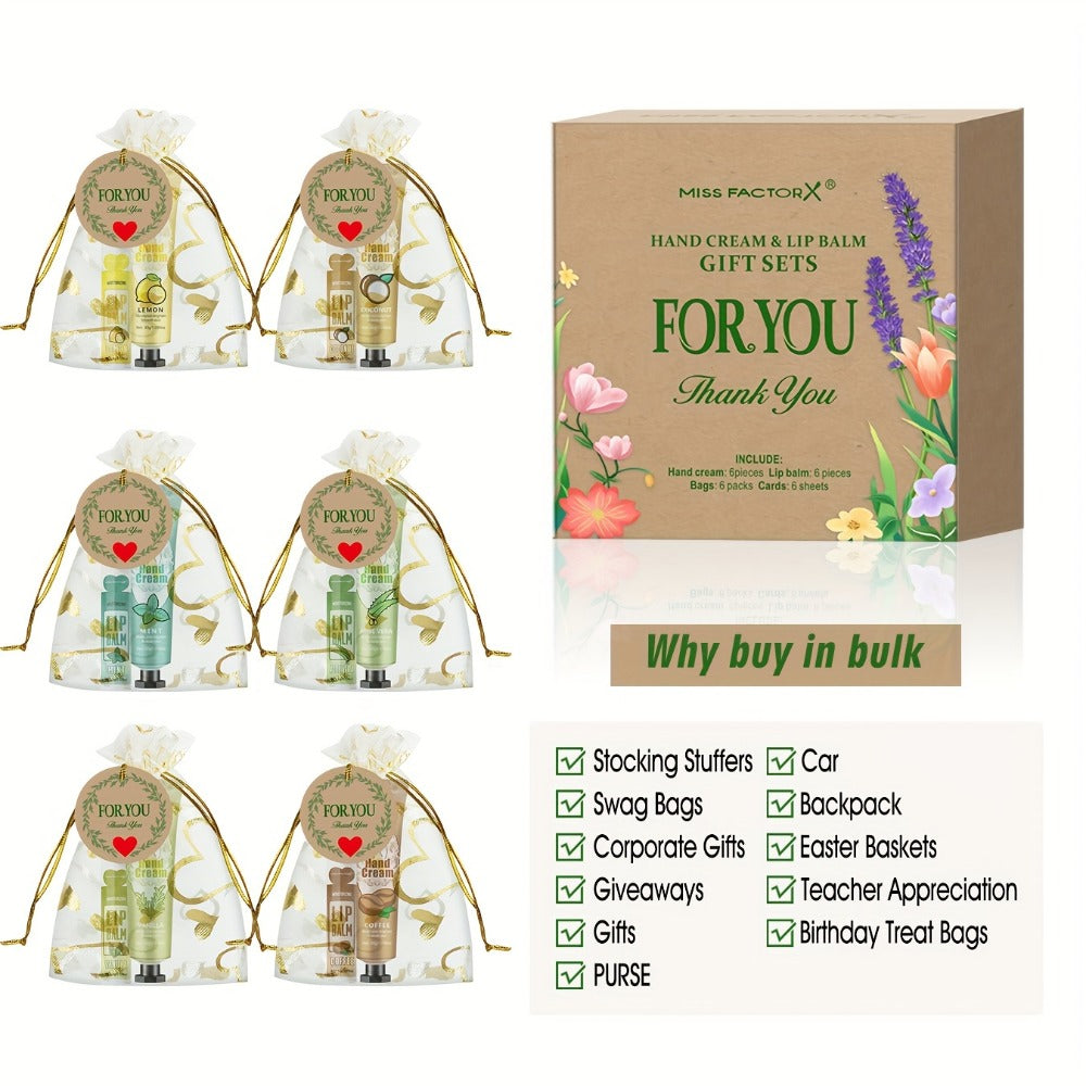 Bridal Shower Favors Hand Cream and Lip Balm Gift Set 24pcs Moisturizing with Glycerin Hyaluronic Acid Includes Thank You Cards Heart Shaped Gift Bags for Women Party Favors Baby Shower
