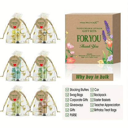 Bridal Shower Favors Hand Cream and Lip Balm Gift Set 24pcs Moisturizing with Glycerin Hyaluronic Acid Includes Thank You Cards Heart Shaped Gift Bags for Women Party Favors Baby Shower