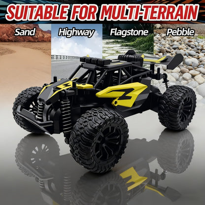 RC Monster Truck 1:18 Scale Alloy 2.4GHz Off-Road Remote Control Car with LED Headlights & All-Terrain Tires, High Speed 33KM/H – Birthday Gift for Kids Boys Girls Adults Ages 6+
