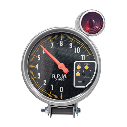 5" Carbon Fiber Tachometer 11K RPM with Shift Light – Aluminum Frame, Fits 4/6/8 Cylinder Engines – Universal Car RPM Gauge for Street & Performance Builds