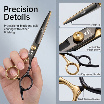 Hair Cutting Scissors Kit 13 Piece - Professional Barber Shears Set with Thinning Shears, Blending Scissors & Accessories, Complete Salon Home Haircut Kit for Men & Women All Hair Types