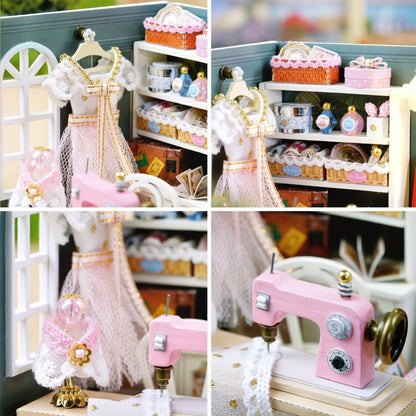 DIY Miniature Shop Dollhouse Kit with Dust Cover – Wooden Mini Store Assembly Set, 4 Themes Sakura Noodles Candy Atelier Coffee, Creative Home Decor Display Gift for Adults & Teens Birthday Christmas