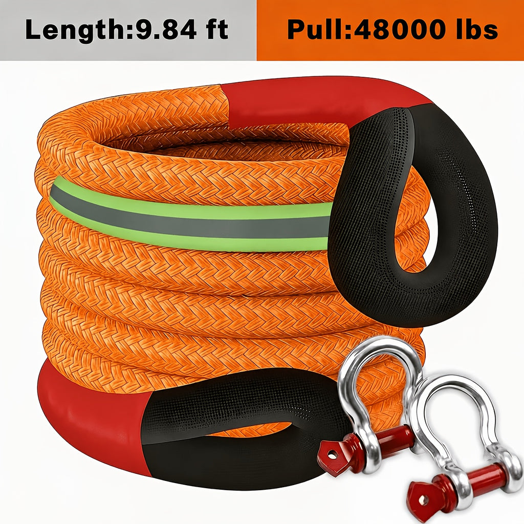 Heavy Duty Recovery Tow Rope, 44000/40000/25000/5700 LBS Break Strength, Emergency Tow Rope for Truck Jeep ATV & More, Towing Strap with 2pcs D Ring Shackles, Reflective Safety Flag, Storage Bag, Truck Towing, Vehicle Recovery, Durable Strap