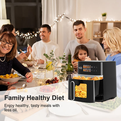 6 Quart Air Fryer with 8 Preset Functions – 6-in-1 Large Capacity Air Fryer Oven with Smart Cook Program, Stainless Steel Rack, Viewing Window & Interior Light