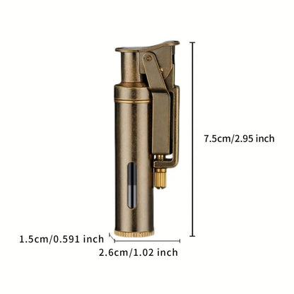 Retro Copper Kerosene Lighter – Pure Copper Vintage Flip Top One-Click Ignition Lighter, Nostalgic Personality Design, Windproof Refillable Kerosene Lighter, Unique Gift for Men Friends (Kerosene Not Included)