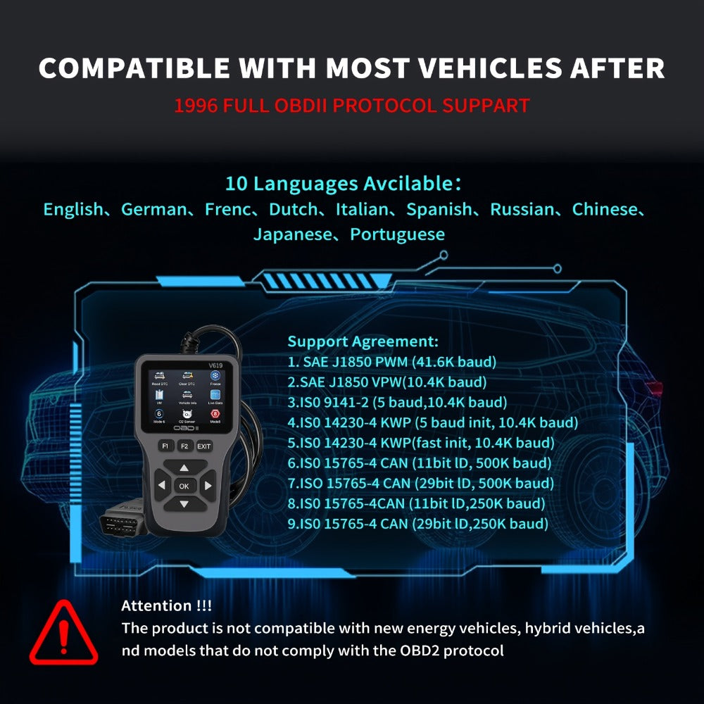 OBD2 Scanner Diagnostic Tool with 35,901 DTC Library – Check Engine Code Reader, I/M Readiness, Mode 6 & 8, Live Data, O2 Sensor Test, Battery Voltage, Compatible with 98% OBDII Vehicles Since 1996, 10 Languages