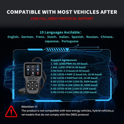 OBD2 Scanner Diagnostic Tool with 35,901 DTC Library – Check Engine Code Reader, I/M Readiness, Mode 6 & 8, Live Data, O2 Sensor Test, Battery Voltage, Compatible with 98% OBDII Vehicles Since 1996, 10 Languages