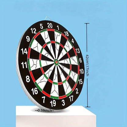 Dartboard Set with 6 Steel Tip Darts – 17 Inch Hanging Dart Board for Indoor Game Room, Holiday Party, Family Fun Night