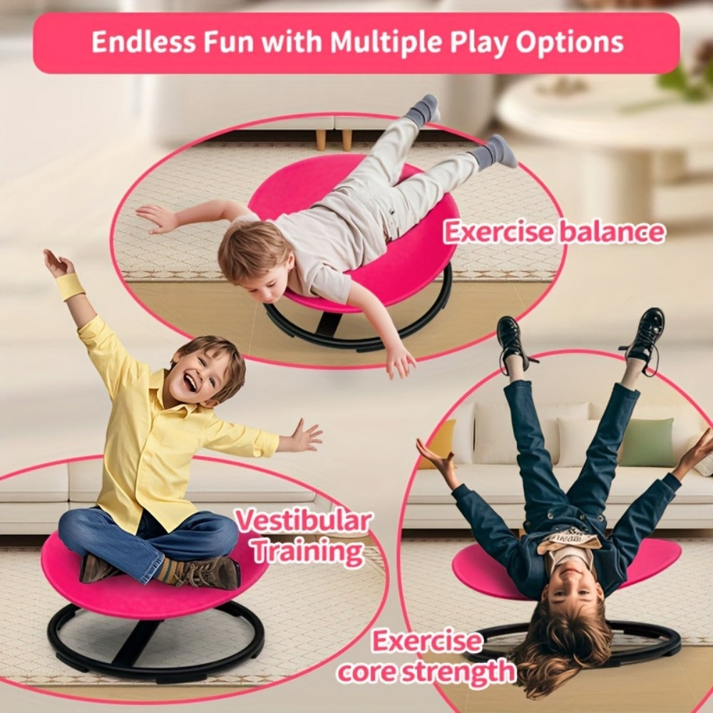 Kids Sit & Spin Sensory Chair – Sturdy Motor Skills Trainer for Therapeutic Sensory Play, Indoor & Outdoor Use, Ages 3+ | Red, Blue, Pink | Great for ADHD & Sensory Processing