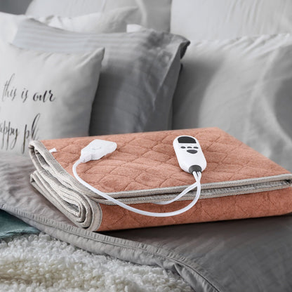 Electric Mattress Pad Heated Bed Warmer 63"x31" - 9 Heat Settings, 4 Auto Shutoff Modes, Rapid Warming, LED Controller, ETL Certified, Machine Washable, Low EMF, Winter Comfort Gift, Brown & Grey
